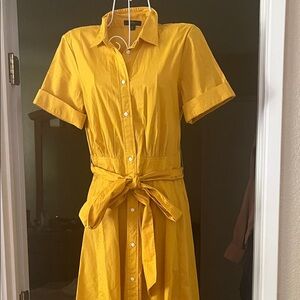 J. Crew Golden Midi Shirt Dress. Pockets collard button up